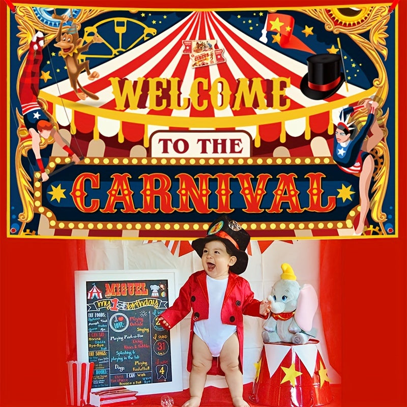 1pc Circus Decoration Welcome To The Carnival Banner Background
