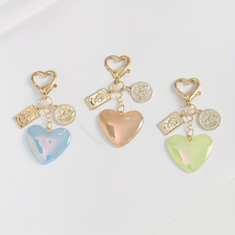Y2K Glitter Heart Keychain Pendant Bag Accessory