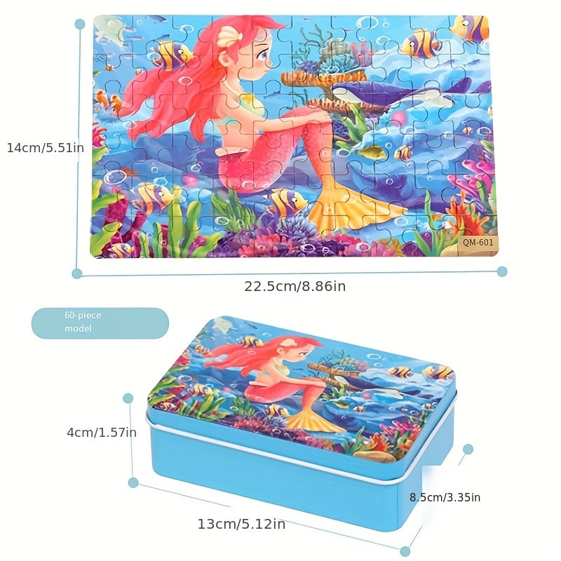 60pcs Anime Cartoon Wooden Jigsaw Puzzle for Children Early Education