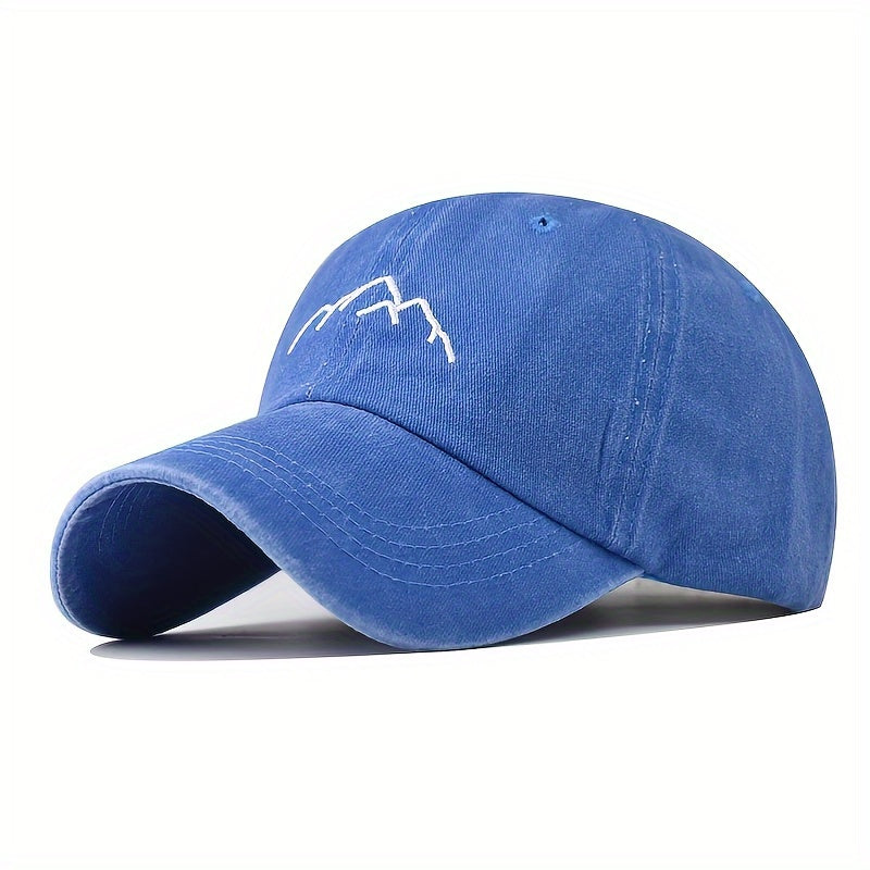Mountain Embroidery Baseball Cap Unisex Distressed Cotton Dad Hat