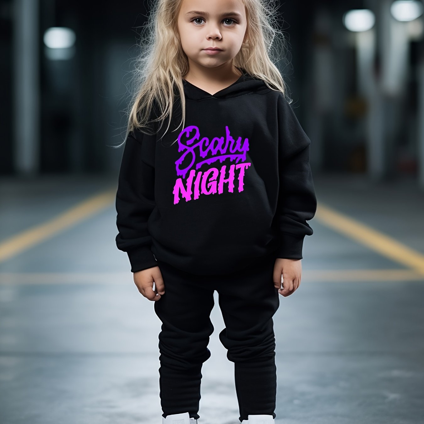 OERYUI 2pc Activewear Set SCARY NIGHT Print Hoodies Pants Set