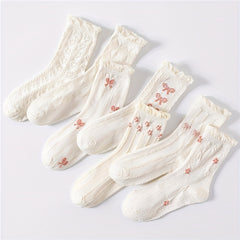 5 Pairs Bow Ruffle Socks Sweet & Mid Tube Socks Women's Stockings