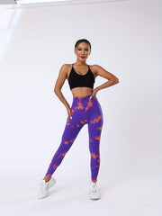Tie Dye Seamless Sports Leggings High Waist Yoga Elastic Tights