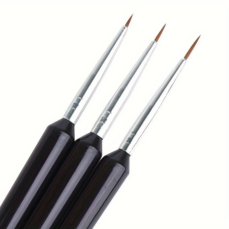 Set of 3 Fine Detail Paint Brushes for Outlining and Practicing