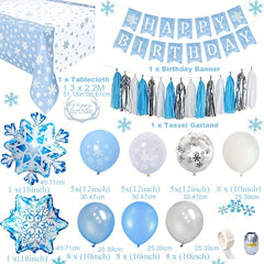 Snowflake Birthday Balloon Set with Banner & Tablecloth