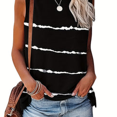 Striped Tank Top Sleeveless Casual Top For Spring & Summer