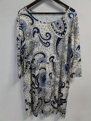 Paisley Print 3/4 Sleeve Round Neck Loose Fit Top