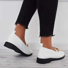 Women's Knitted Flat Shoes with Chain Decor Slip On Outdoor Walking Flats