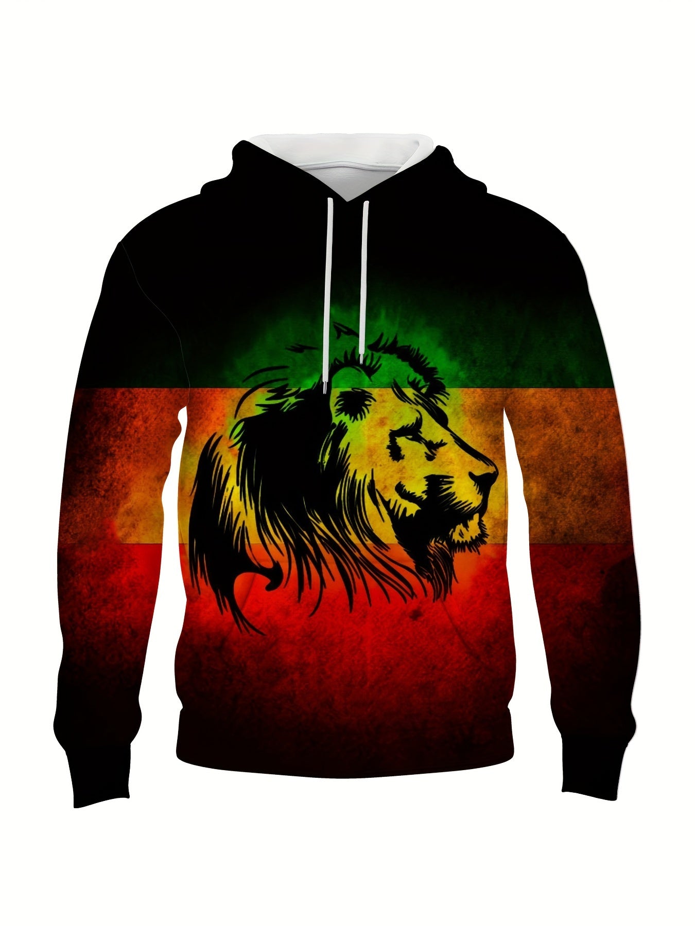 Lion Block Print Hoodies For Men Graphic Hoodie Comfy Loose Hooded Pullover