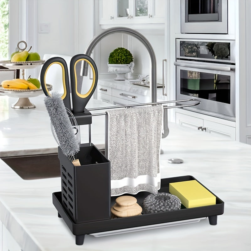 Kitchen Sink Caddy with Stainless Towel Shelf