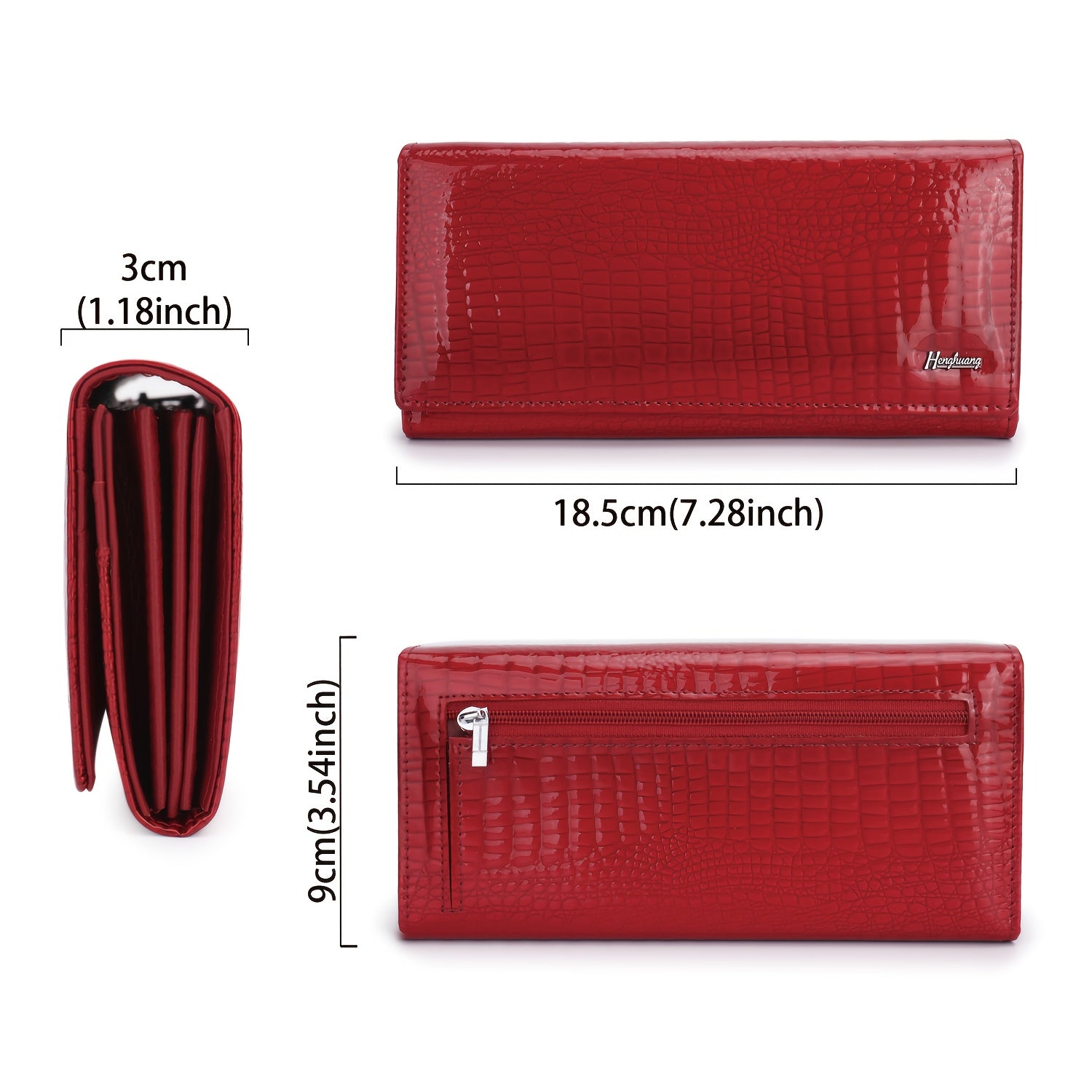 Women's Bi-fold Crocodile Print Leather Wallet
