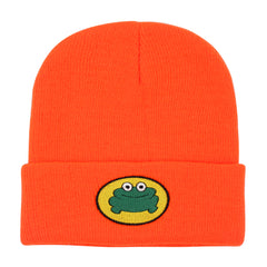 Cartoon Frog Embroidery Knit Hat Hip Hop Candy Warm Beanie Cap
