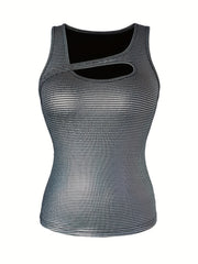 Asymmetrical Slim Top Casual Solid Sleeveless Top