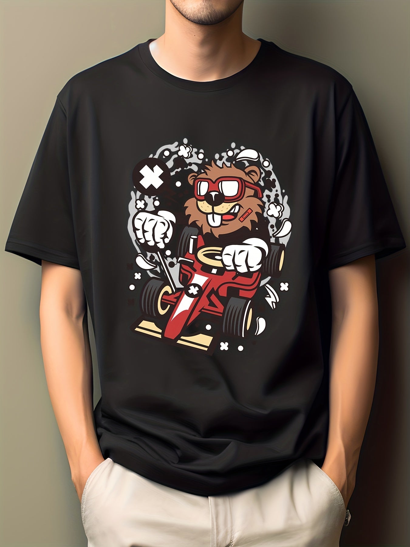 Men's Cartoon Print Hip Pop T-shirt