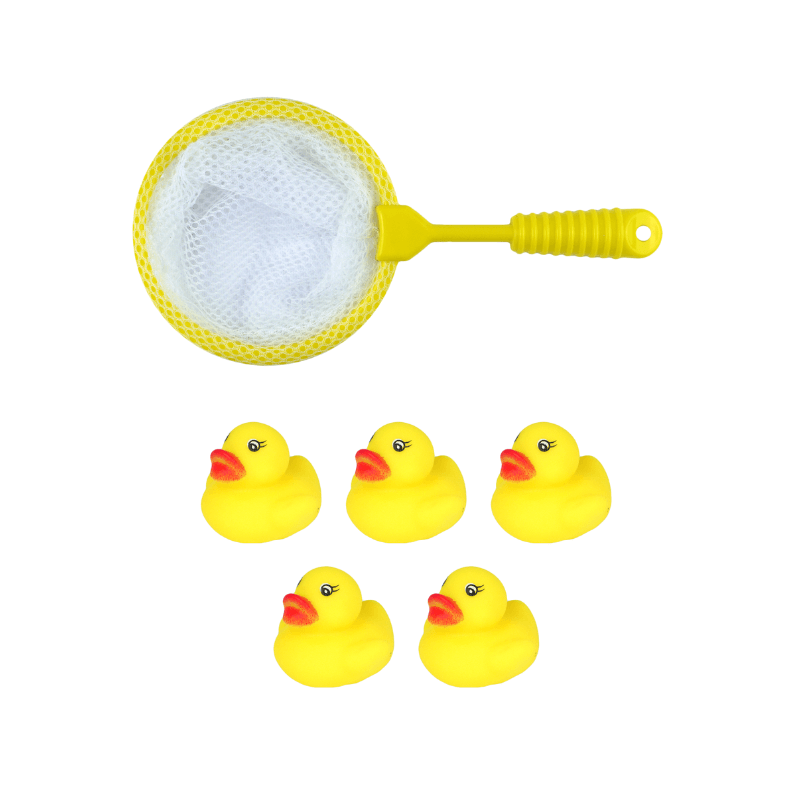 Mini Rubber Ducks with Net for Kids Bath Toys