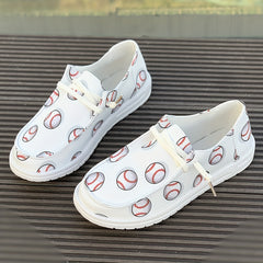 Women's Skateboard Shoes Baseball Pattern Flat Lace-up Skate Shoes