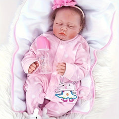20" Reborn Dolls Soft Body Lifelike Dolls Open Eyes Dolls With Clothes & Toy