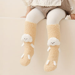 Baby Girl's Non-slip Winter Solid Plush Sleep Socks