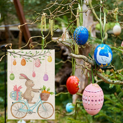 Easter Welcome Garden Flag Double Sided Rabbit Bunny Egg Tree Outside Yard Flag