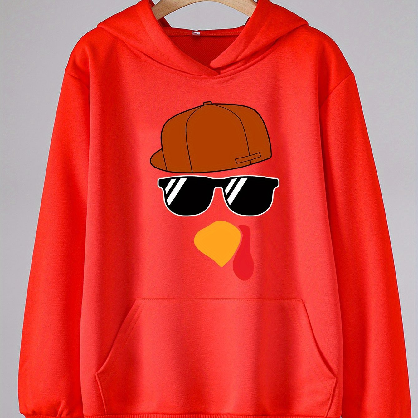 Turkey Face Print Girls Thanksgiving Hoodie