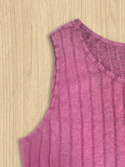 Ribbed Tank Top Round Neck Stretch Vest