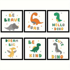 6pcs Dinosaur Wall Decal Poster Roaring Brave Friendly Bedroom Living Room Decor