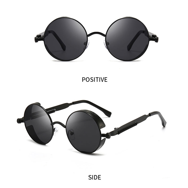 Men's Vintage Steampunk Round Stainless Steel Sunglasses