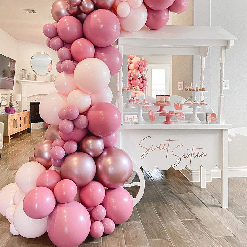 Rose Red Balloon Arch Bridge Party Decorations