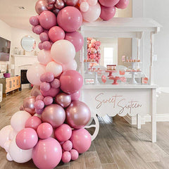 Rose Red Balloon Arch Bridge Party Decorations