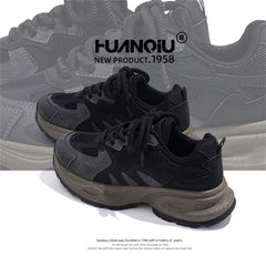 HUANQIU Women's Retro Dad Shoes Lace up Non slip Outdoor Chunky Sneakers