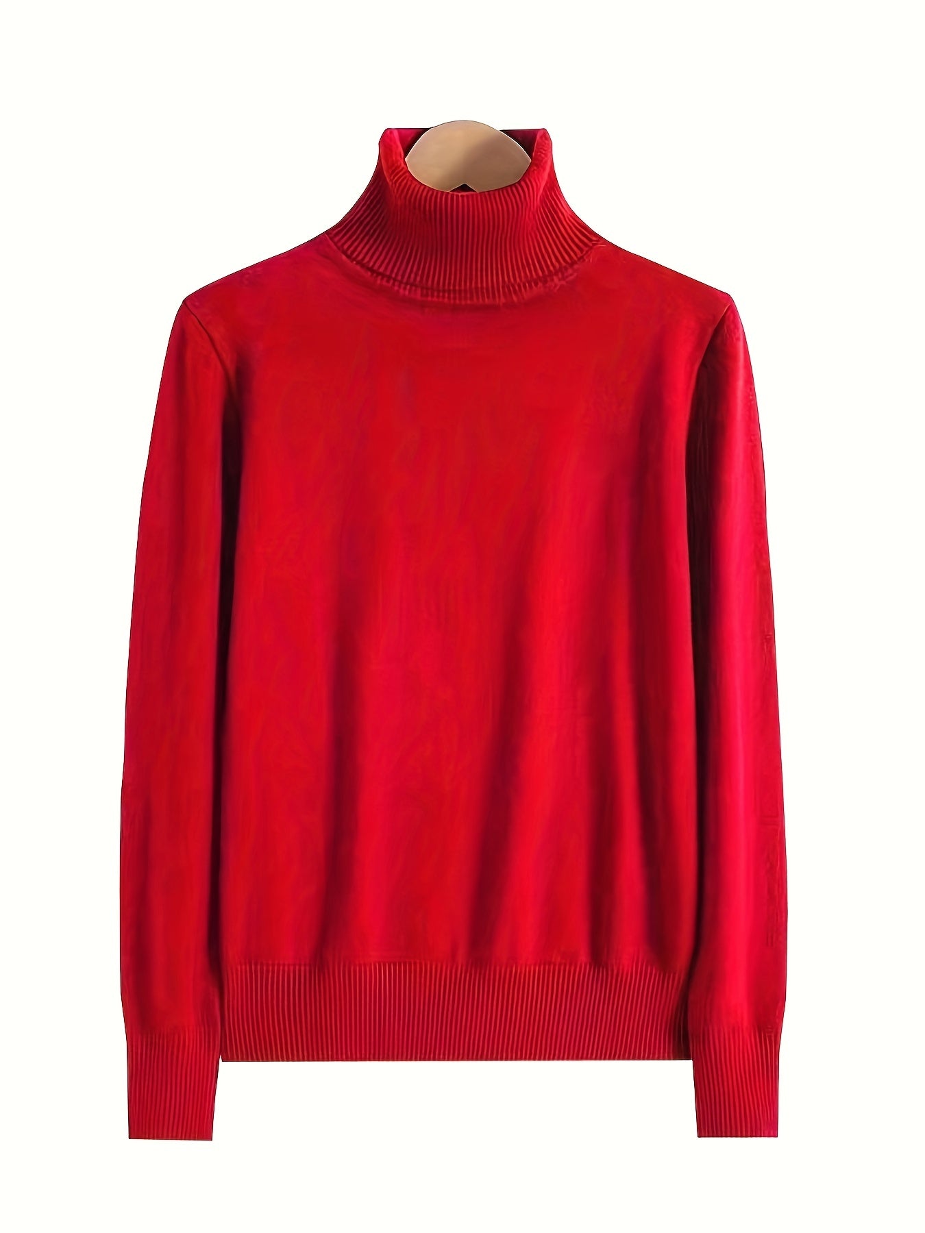 Women's Solid Turtle Neck Sweater Long Sleeve Casual Sweater