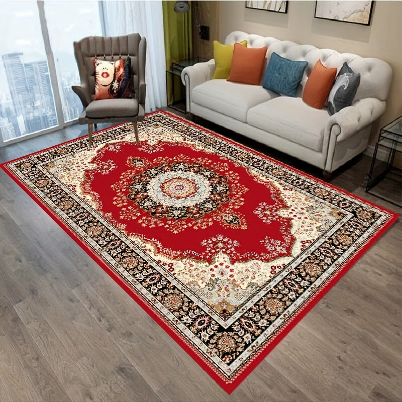 Boho Anti Fatigue Kitchen Rugs Red Vintage Absorbent Non Slip Mat