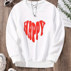 Girls Hoodie Letter HAPPY Heart Print Pullover Sweatshirt