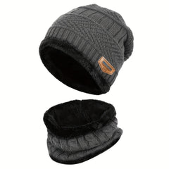 Kids Knit Hat & Neck Scarf with Fleece Lining