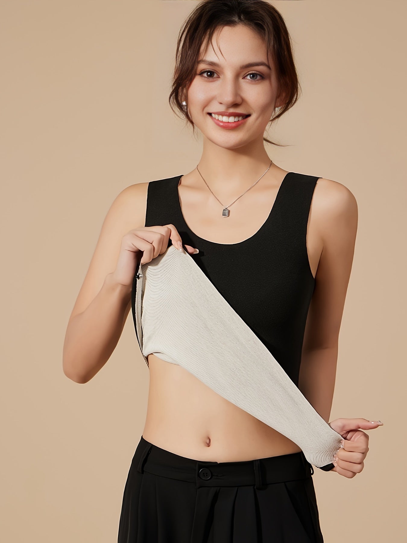 3pcs Seamless Thermal Tank Tops Crew Neck Slim Women's Underwear