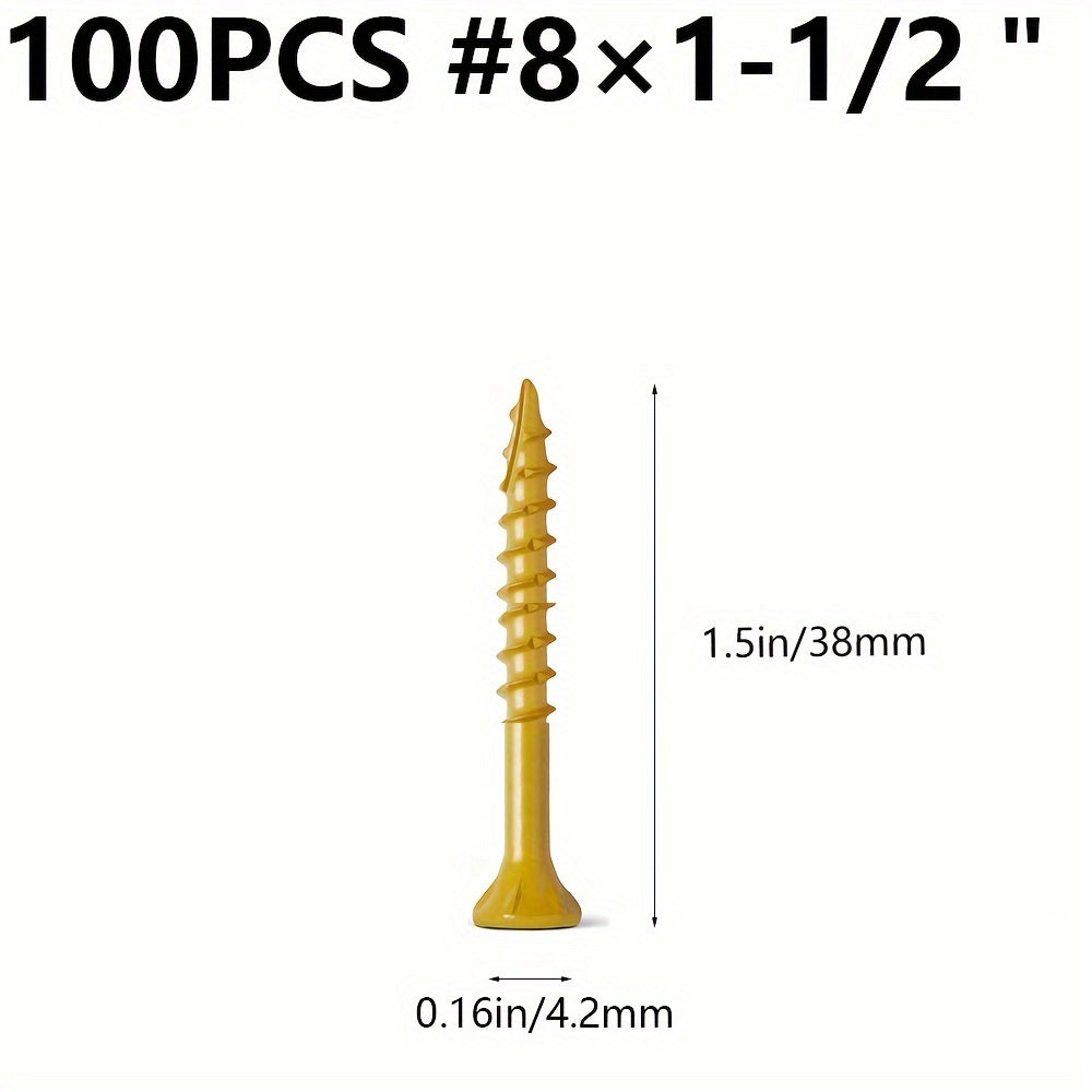 100 Wood Screws Coarse Thread Deck Star Flat Head Rust Resistant Epoxy