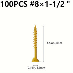 100 Wood Screws Coarse Thread Deck Star Flat Head Rust Resistant Epoxy