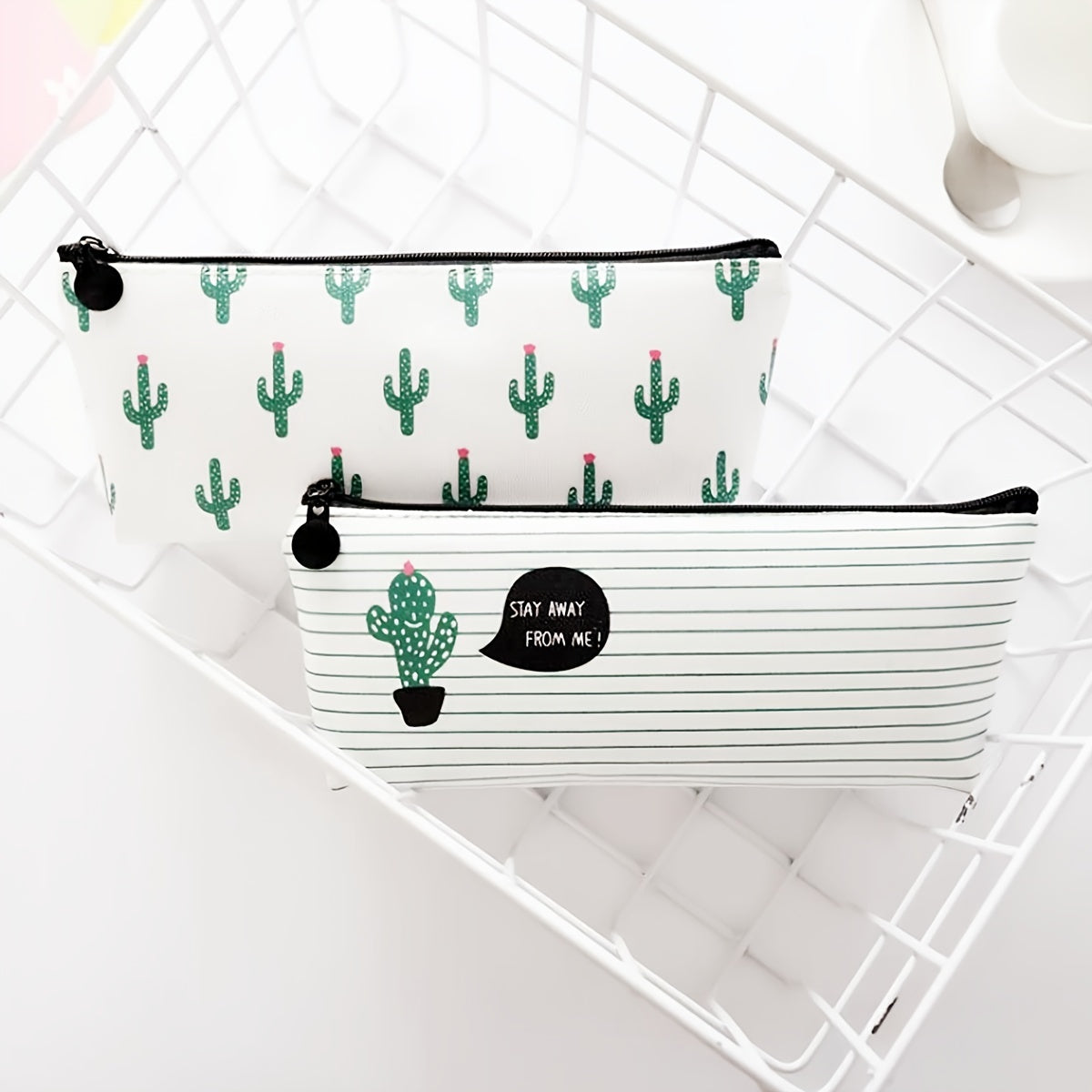 Canvas Cactus Pencil Case - Organize Your Office Supplies in Style!