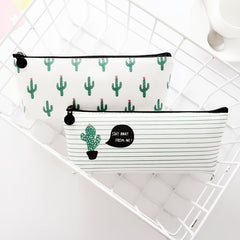 Canvas Cactus Pencil Case - Organize Your Office Supplies in Style!