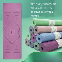 TPE Non-slip Yoga Mat With Asana Guide Line Thicken Widen Mute Fitness Mat