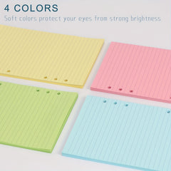 100 Sheets 200 Pages A6 Colorful Refill Paper 5 Colors Thick for 6 Ring Binder