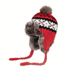 Ear Protection Plush Knited Wool Cap for Men and Women