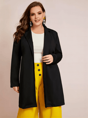Lapel Collar Blazer Women's Plus Fall Coat