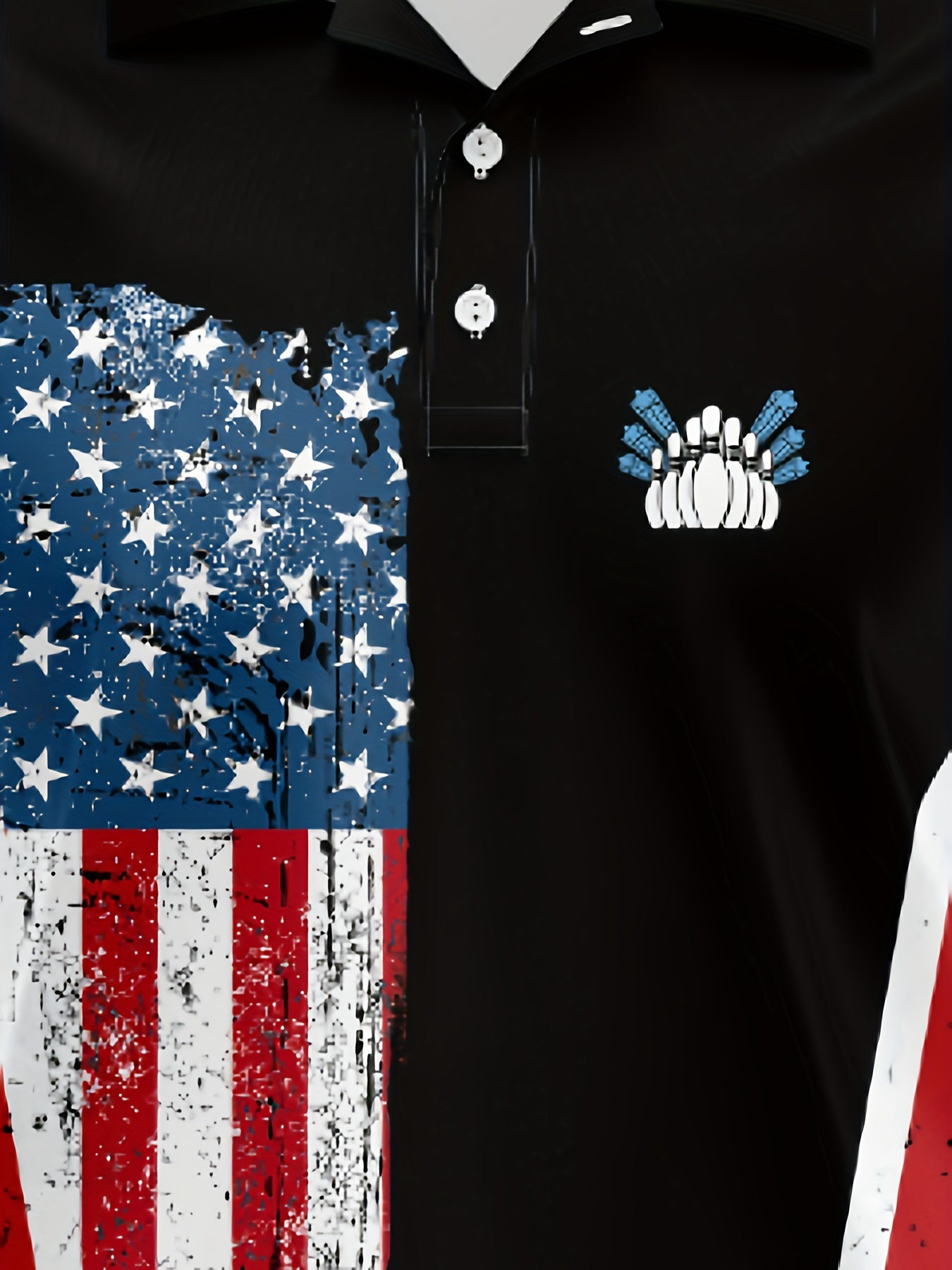 Men's Casual Bowling Print Lapel Short Sleeve Shirt