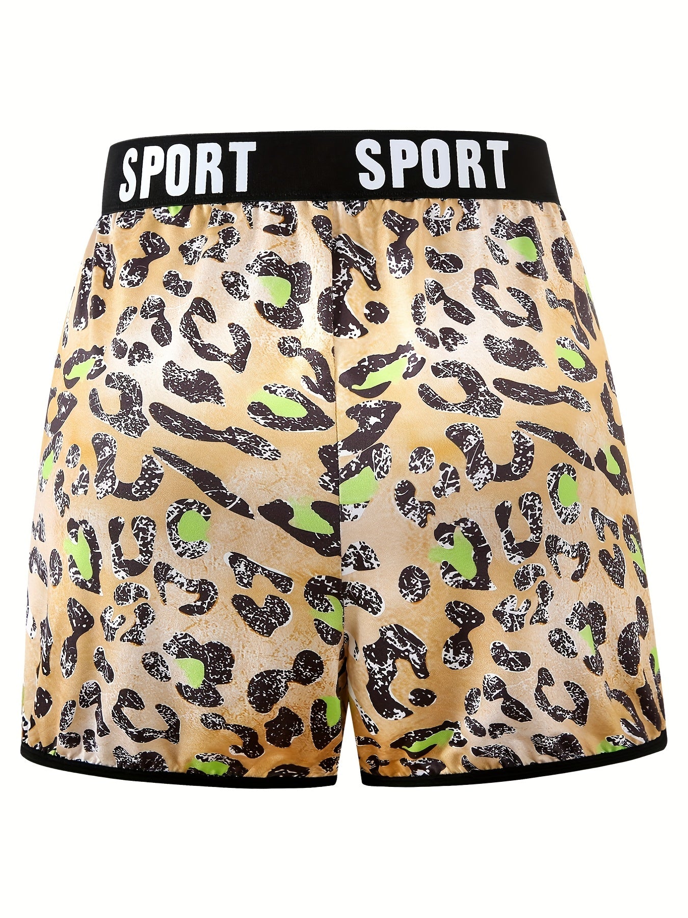 Sporty Leopard Print Plus Size Pajama Shorts
