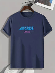 ARCADE Pattern Print Men's Comfy Sports T shirt Graphic Tee