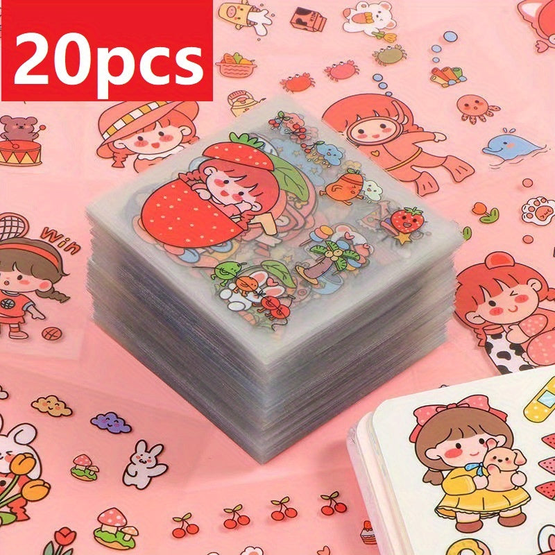 20-40pcs Cartoon Journal Stickers, Water Cup Decorative DIY Sticker Party Decor