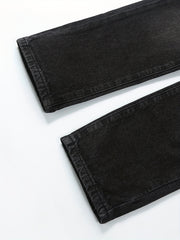 Girls' Ripped Straight Leg Retro Jeans Solid Fit Denim Pants