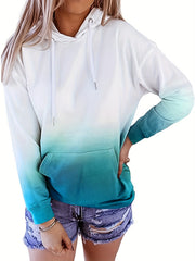 Ombre Kangaroo Pocket Hoodie Long Sleeve Drawstring Hoodies
