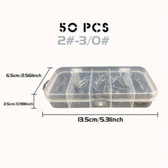 50pcs Fishing Hooks Set Sharp High Carbon Steel Hook for Freshwater & Saltwater